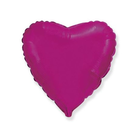 Balón foliový 45 cm  Srdce tmavě růžové FUCHSIE