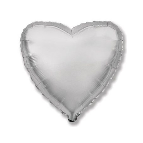 Balón foliový 45 cm  Srdce stříbrné