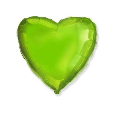 Balón foliový 45 cm  Srdce zelená limetka
