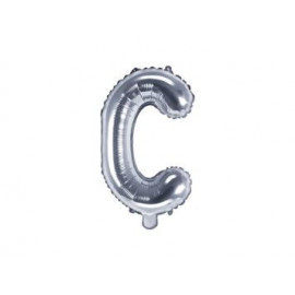 Balón foliový písmeno "C", 35cm, STŘÍBRNÝ (NELZE PLNIT HELIEM)