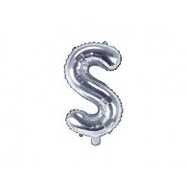 Balón foliový písmeno "S", 35cm, STŘÍBRNÝ (NELZE PLNIT HELIEM)