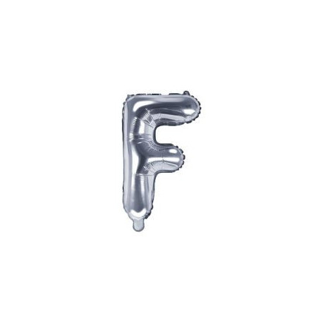 Balón foliový písmeno "F", 35cm, STŘÍBRNÝ (NELZE PLNIT HELIEM)