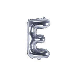 Balón foliový písmeno "E", 35cm, STŘÍBRNÝ (NELZE PLNIT HELIEM)