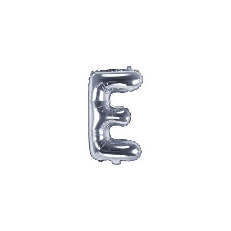 Balón foliový písmeno "E", 35cm, STŘÍBRNÝ (NELZE PLNIT HELIEM)