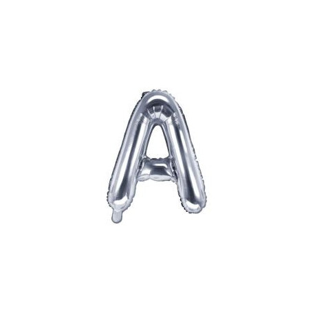 Balón foliový písmeno "A", 35cm,STŘÍBRNÝ (NELZE PLNIT HELIEM)