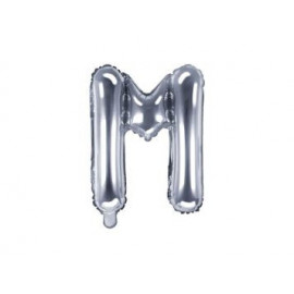 Balón foliový písmeno "M", 35cm, STŘÍBRNÝ (NELZE PLNIT HELIEM)