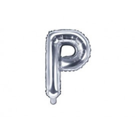 Balón foliový písmeno "P", 35cm, STŘÍBRNÝ (NELZE PLNIT HELIEM)