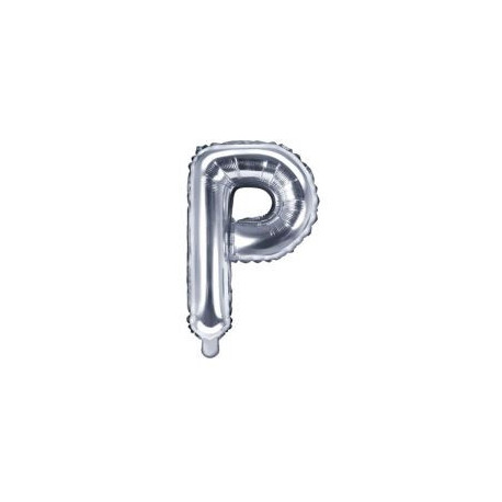 Balón foliový písmeno "P", 35cm, STŘÍBRNÝ (NELZE PLNIT HELIEM)