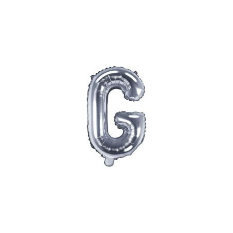 Balón foliový písmeno "G", 35cm, STŘÍBRNÝ (NELZE PLNIT HELIEM)