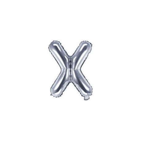 Balón foliový písmeno "X", 35cm, STŘÍBRNÝ (NELZE PLNIT HELIEM)