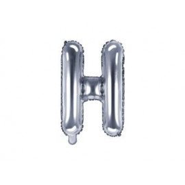 Balón foliový písmeno "H", 35cm, STŘÍBRNÝ (NELZE PLNIT HELIEM)