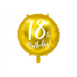 Balón foliový 18. narozeniny zlatý, 45cm