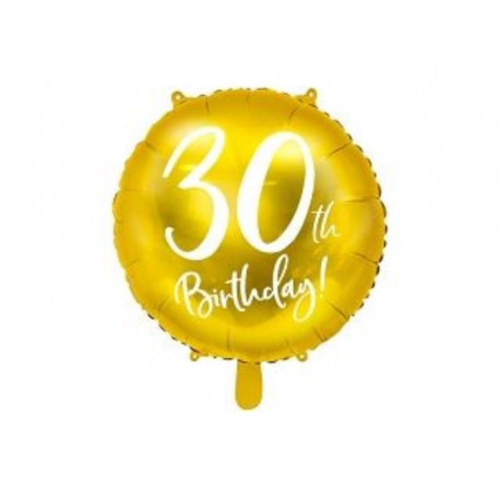 Balón foliový 30. narozeniny zlatý, 45cm