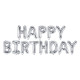 Balon foliový nápis Happy Birthday, 340x35cm, silver