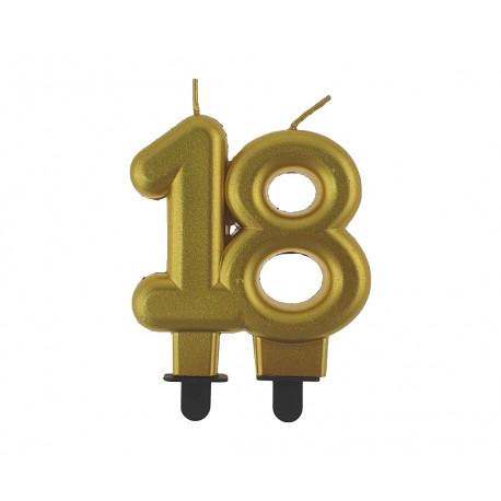 Narozeninová svíčka 18BC digit gold metalic, 8cm
