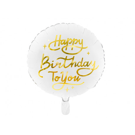 Balon foliový Happy Birthday TY 35cm Bílý