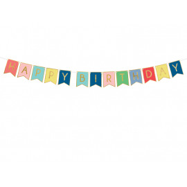 Girlanda-Banner Happy Birthday,15x175cm, mix barev