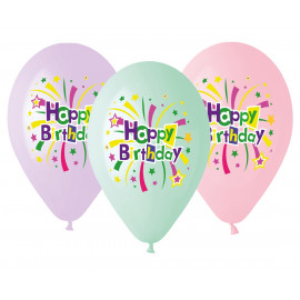 Latexové balonky Happy Birthday, 34cm/5ks