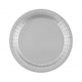 Papírový talíř Stříbrný,23cm,14ks