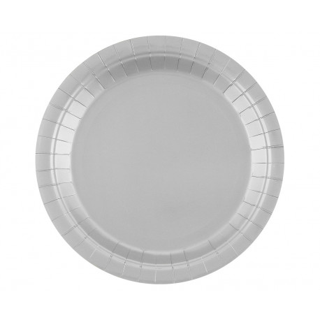 Papírový talíř Stříbrný,23cm,14ks