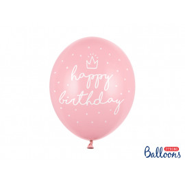 Latexové balonky 30cm, silné, Happy birthday,růžové