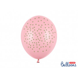 Latexové balonky 30cm, růžové s puntíky,