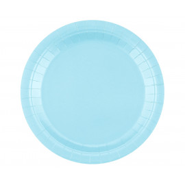 Papírové talíře,23cm,14ks, lehce modré