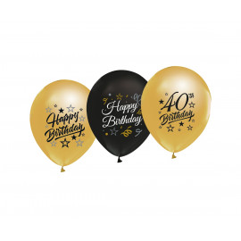 Latexové balonky 30cm, zlaté a černé 40, 5ks