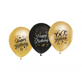 Latexové balonky 60cm, zlaté a černé, 5ks