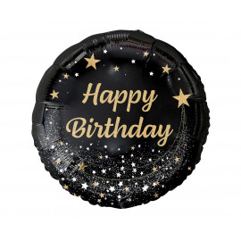 Fóliový balónek Happy Birthday, černý, 18"