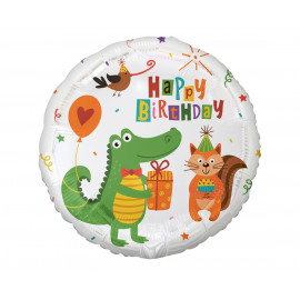 Fóliový balónek Malý krokodýl s dárkem (všechno nejlepší k narozeninám), 18"