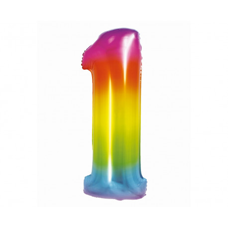Foliový balon číslice Rainbow, 76cm, 0