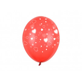 Latexové balonky 30cm, srdíčka,Červené a bílé,1ks