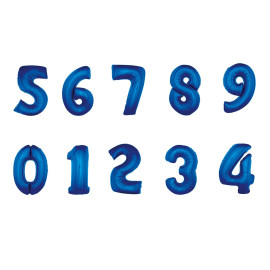 Balon foliový číslice 0-9, 92cm, modrá